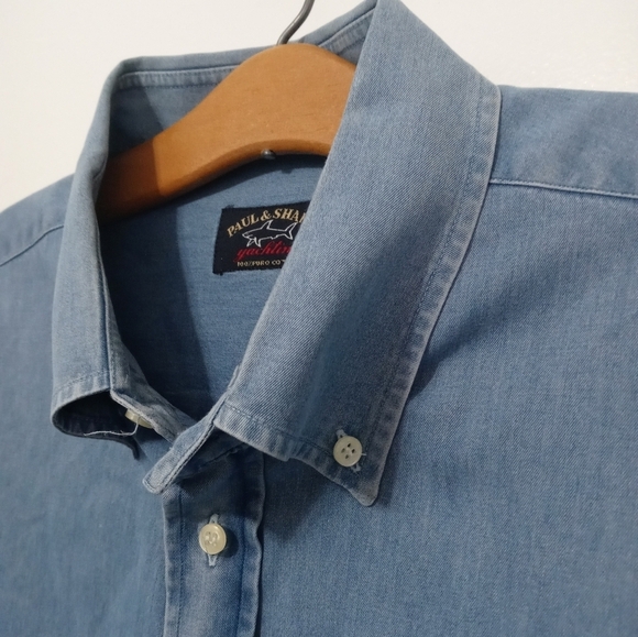 Paul & Shark Yachting Long sleeve Button down Denim Embroidered logo Shirt - Picture 5 of 9